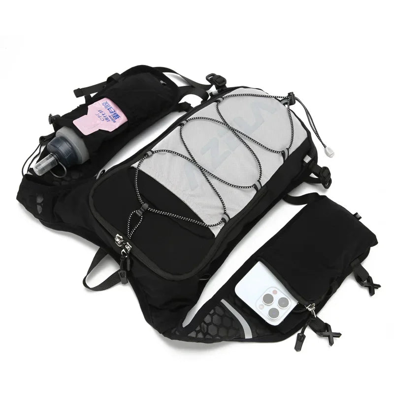 Mochila ligera para correr con chaleco de hidratación, ideal para senderismo, ciclismo y correr.