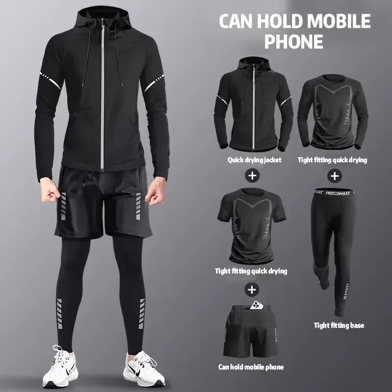 Traje de running, ropa deportiva de fitness para hombre, ropa de secado rápido para maratón de primavera y otoño, ropa de entrenamiento
