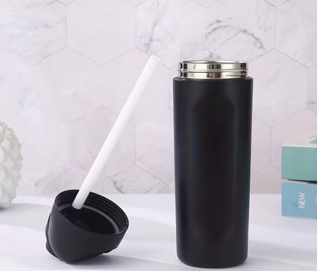 Botella de agua deportiva. Acero inoxidable con pajita para deportes y viajes, sin BPA, 24 y 32 onzas