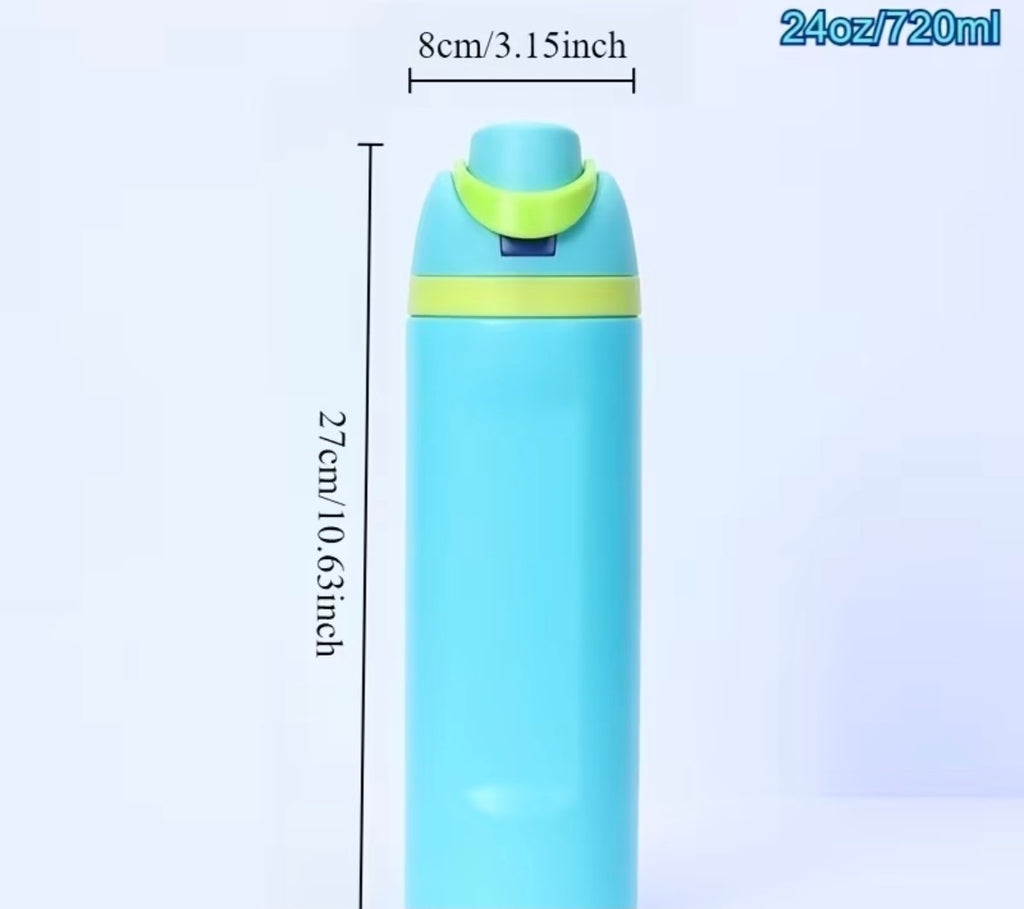 Botella de agua deportiva. Acero inoxidable con pajita para deportes y viajes, sin BPA, 24 y 32 onzas